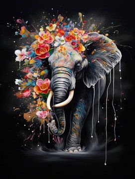 Eine Ode an den Elefanten in blumiger Pracht von Eva Lee