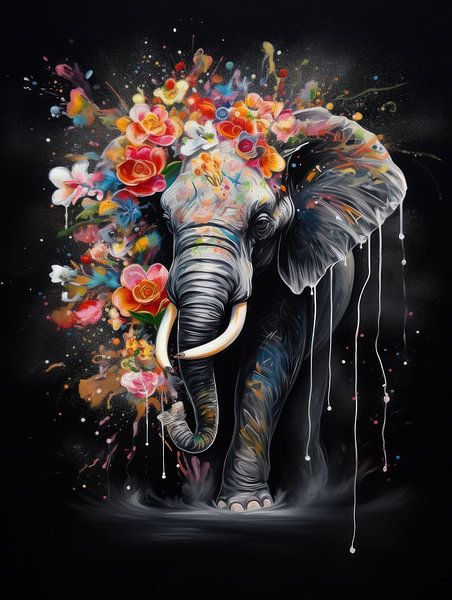An Ode to the Elephant in Floral Splendour by Eva Lee