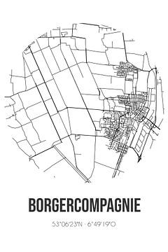 Borgercompagnie (Groningen) | Landkaart | Zwart-wit van MijnStadsPoster