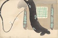 Pruimenboom bij dakrand van Kamisaka Sekka, 1909 van Gave Meesters thumbnail