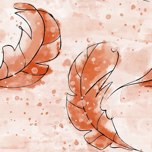 Oranje gekleurde blaadjes in aquarel stijl