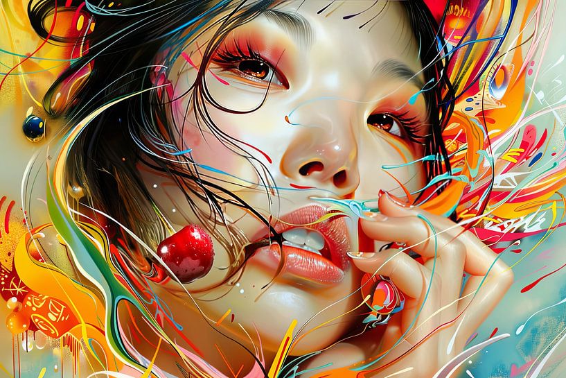 Femme japonaise colorée à l'aérographe par Egon Zitter