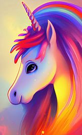 Peinture colorée d'une licorne sur Laly Laura