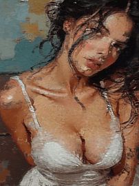 Portret van een vrouw in een witte jurk van The Photo Artist