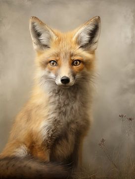 Portrait of a Young Fox with Intense Gaze by Emil Husstege