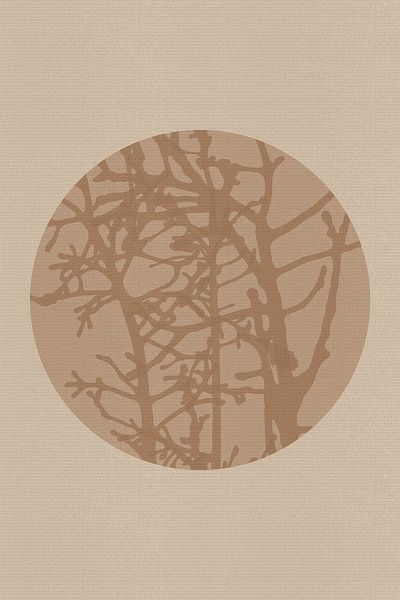 Japandi. Abstract botanical artwork in warm brown and beige by Dina Dankers