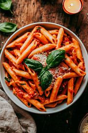 Penne in tomatensaus met basilicum van Poster Art Shop