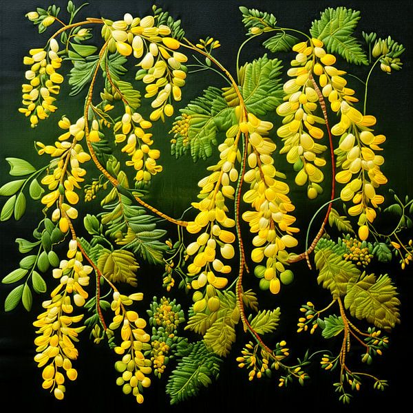 Embroidery needlework lush laburnum tapestry by gm_designs