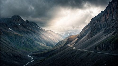 Eenzame wegen in een ruig berglandschap