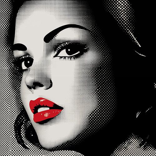 Zwart wit portret met een touch of red