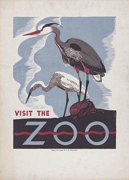 Bezoek de dierentuin - vintage poster van Andreas Magnusson