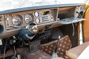 Dashboard 1970s Toyota 1000 Break KP36V at junkyard by Fred Schuch