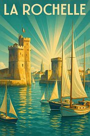 La Rochelle Art Deco Poster – Harbor and Towers by Travel Shop