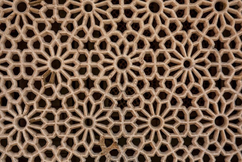 Textur aus Steinmosaik im Red Fort in Agra, Indien von Tjeerd Kruse
