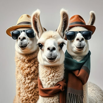 ein Trio von harten, lustigen Jungs Lamas .