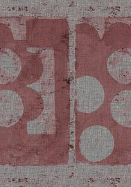 Brutalistische abstracte geometrische vormen in donkerroze op linnen van Dina Dankers