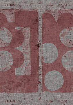 Brutalist style. Abstract geometric shapes in dark pink on linen. by Dina Dankers