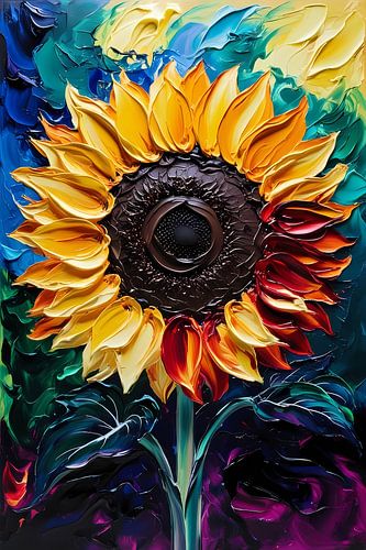 Abstracte zonnebloem met kleurcontrast