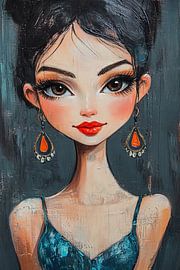 Fille avec boucles d'oreilles sur Peintures accrocheuses