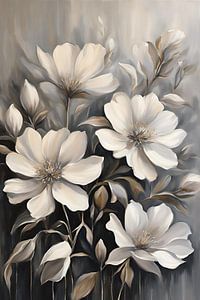 Weiß und Grau Blossom Malerei
