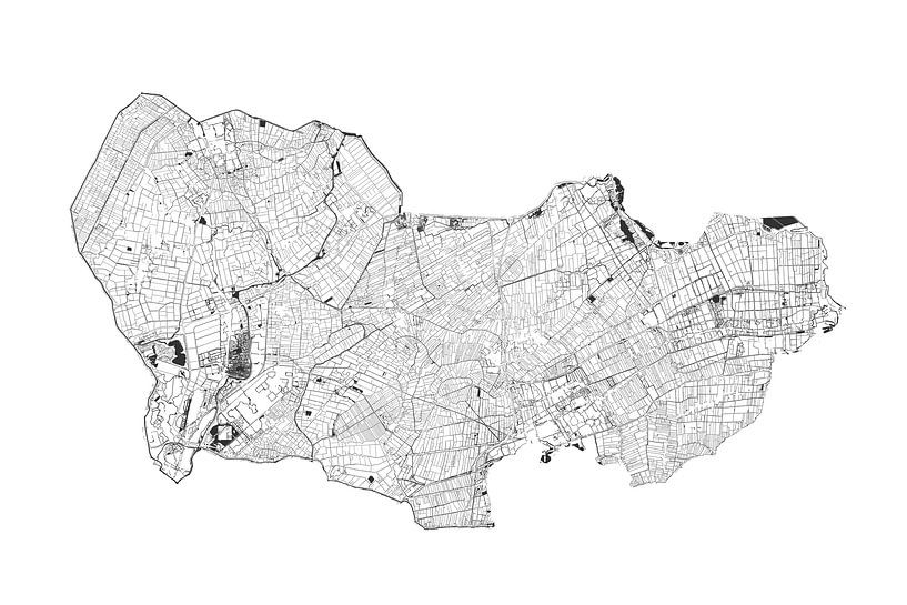 Carte de l'eau de Westfriesland en noir et blanc par Maps Are Art
