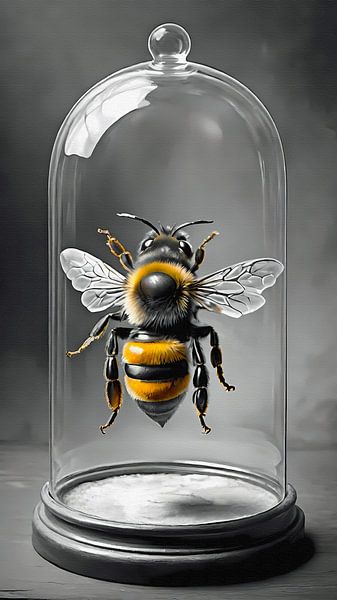 Abeille dans une cloche de verre nature morte minimaliste par Maud De Vries