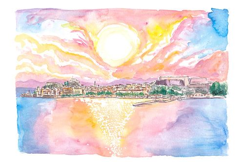 Arriving at Romantic Corfu Kerkyra Greece with City View