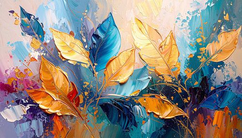 Schilderen in kunst met bladeren