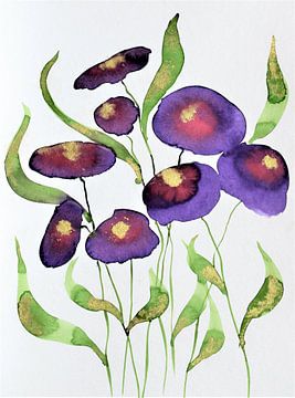 Paarse bloemen van Jessica van Schijndel
