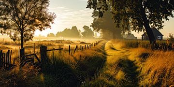 Gouden Ochtendlicht in Friesland van Vlindertuin Art