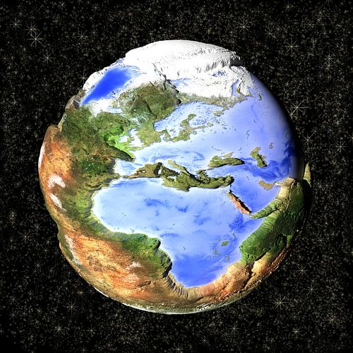 De omgekeerde wereld, cartoon - Europa en Afrika  van Frans Blok - foto's, kunst en andere wanddecoratie