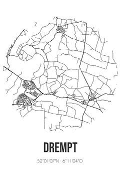 Drempt (Gelderland) | Karte | Schwarz und Weiß von Rezona