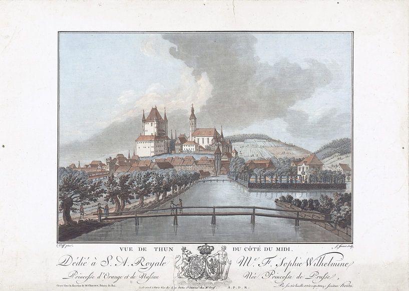 Ansicht von Thun von Süden, Jean François Janinet, 1762 - 1785 von Atelier Liesjes