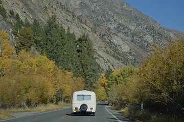 Caravan on the road at June Lake Loop by Minimalistic Travel Photography by.Rieneke
