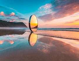 Strand met zonsondergang