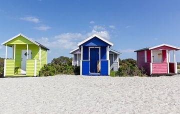 Cabines de plage colorées sur la plage de Skanör