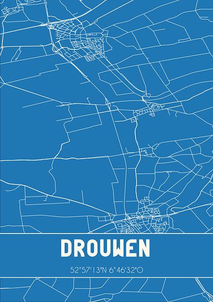 Blaupause | Karte | Drouwen (Drenthe) von Ortsdrucke