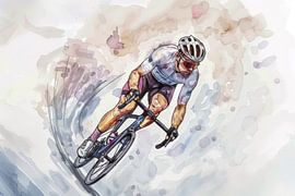 Drawing, watercolour, sport, cycling by Peter Pen Drawings and Paintings