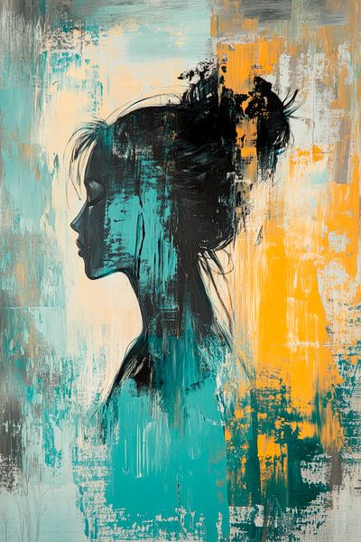 Silhouet van een vrouw - Abstracte Kunst van Poster Art Shop