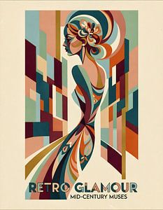 Retro Glamour Mid-Century Muse in pulsierender Eleganz