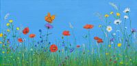 Flower meadow with butterfly, acrylic painting by Marlies Huijzer by Martin Stevens thumbnail