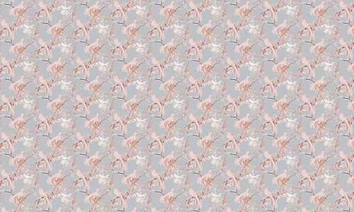 Oiseaux roses et gris