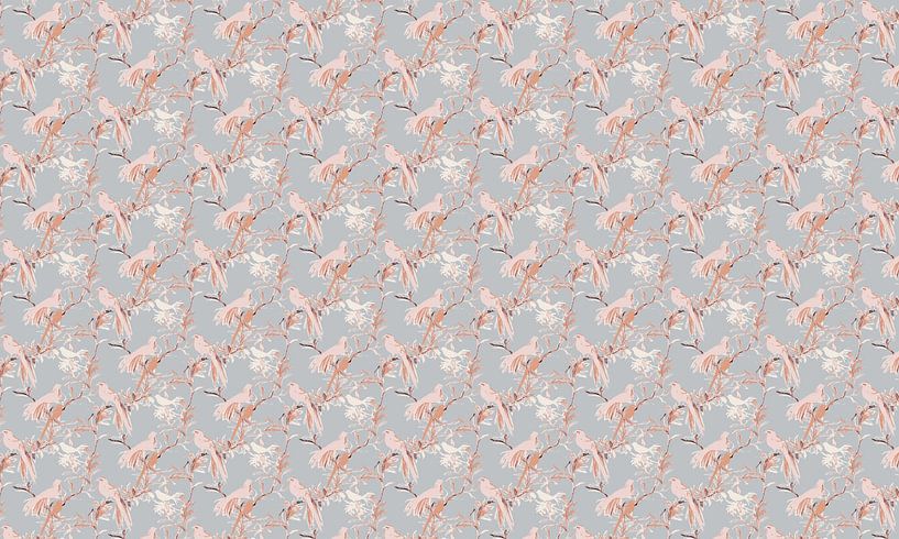 Birds Pink and Grey by Gemma Bardot