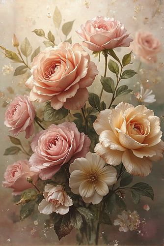 Romantisch Rozenboeket – Zachte Pasteltinten