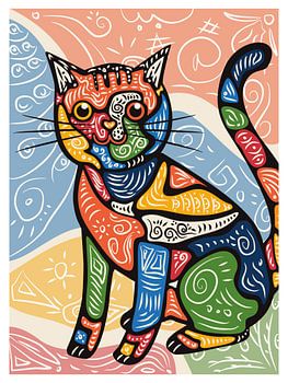 Bunte abstrakte Katze Illustration