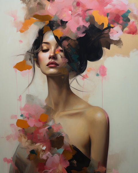 Colourful modern and abstract portrait by Carla Van Iersel