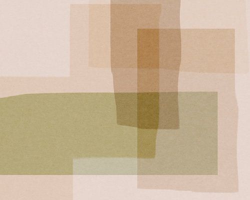 Abstracte moderne kunst in neutrale kleuren Warm groen, zand, beige
