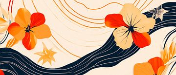 Blühendes Muster in warmen Farben von Poster Art Shop