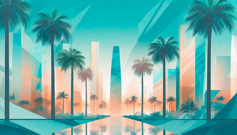 LA Palm trees with sunset by Mustafa Kurnaz