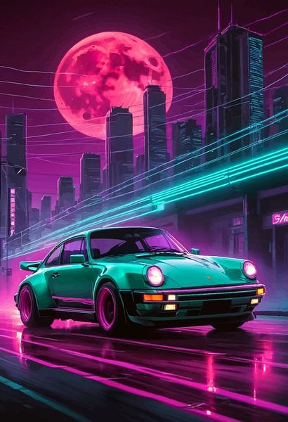 Porsche 911 Turbo – Synthwave Neon by MIROKKU